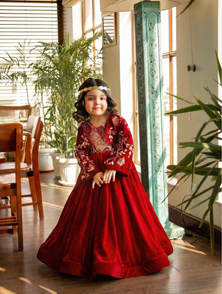 The khoshgul maroon frock