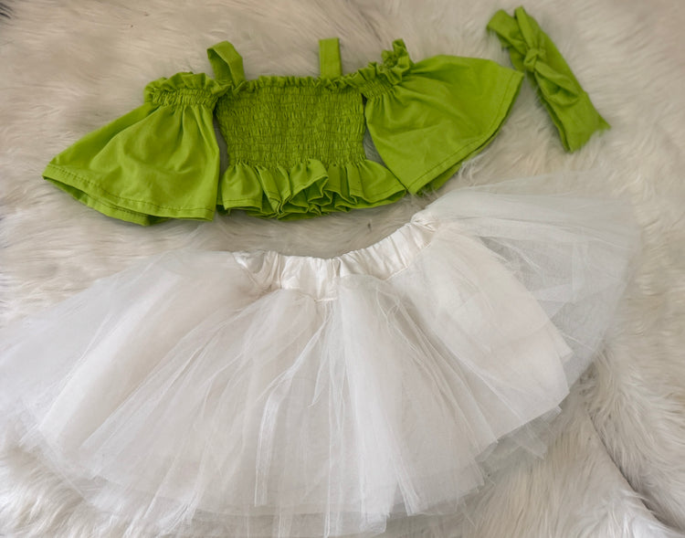 The Gathered Green skirt set