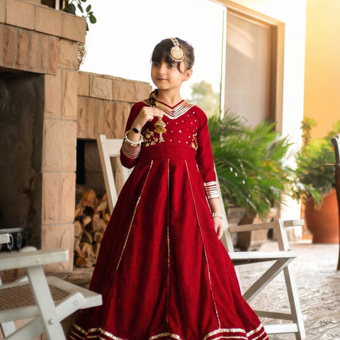 The arzoo velvet red lehenga set