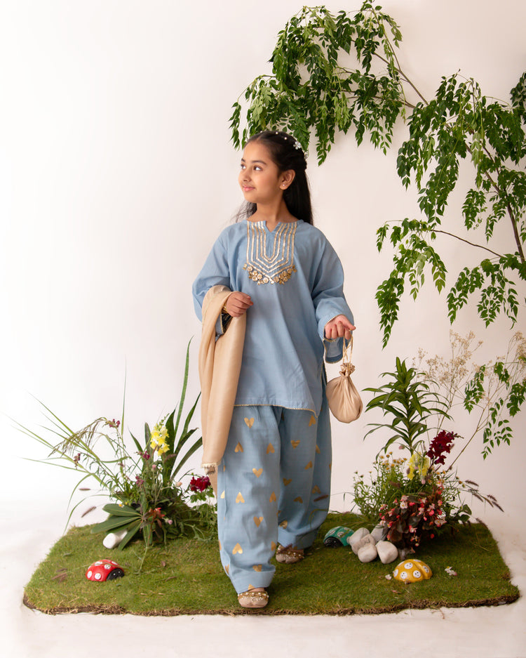 The Hearts Farshi shalwar set (Blue) eac26