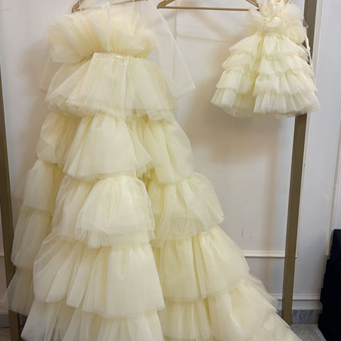 Emaan's Butter Yellow ruffle Gown