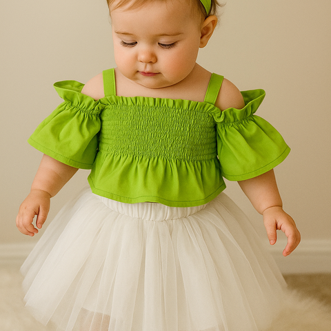 The Gathered Green skirt set