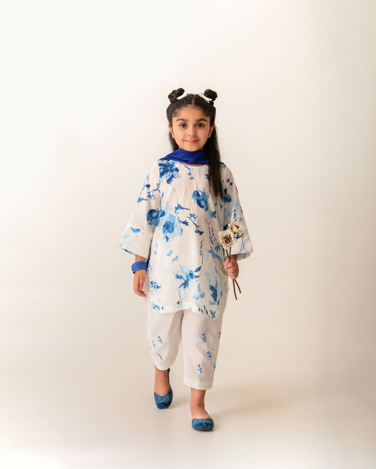 Suroor white blue shalwar set