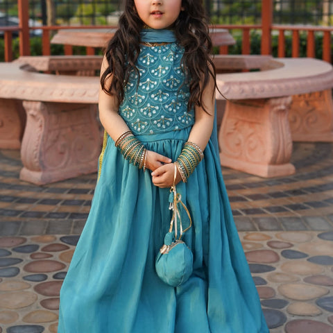 Aizu blue lehnga set