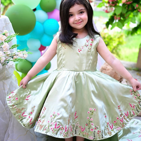 Mimi green Flora tail dress