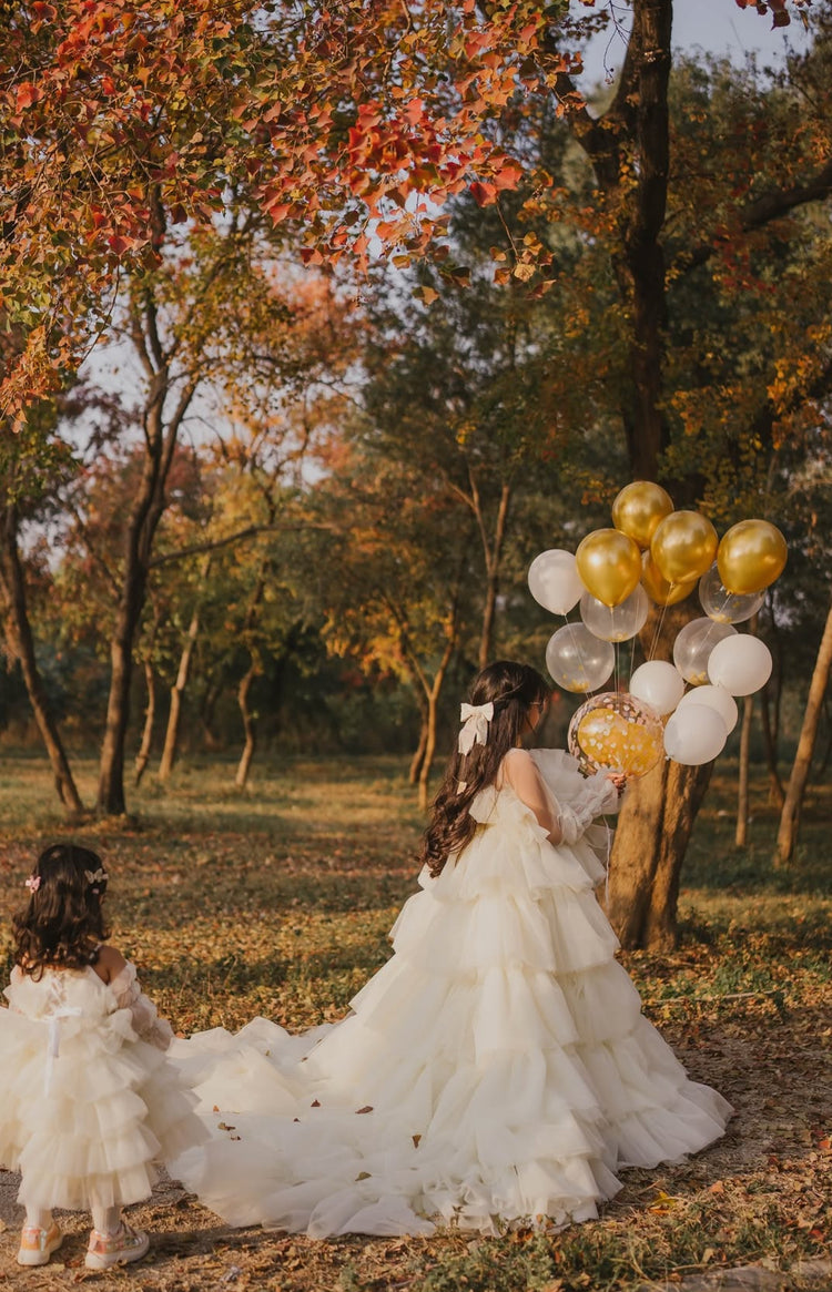 Emaan's Butter Yellow ruffle Gown