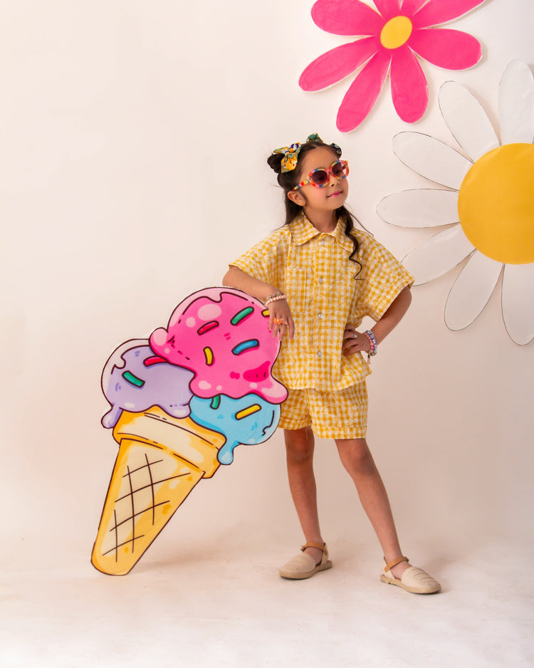 Lemon Check Shorts set