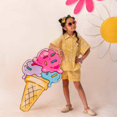 Lemon Check Shorts set