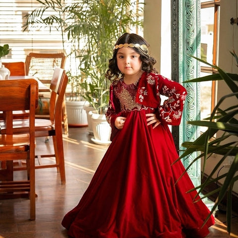 The khoshgul maroon frock
