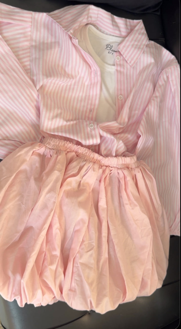 The bubble pink skirt set