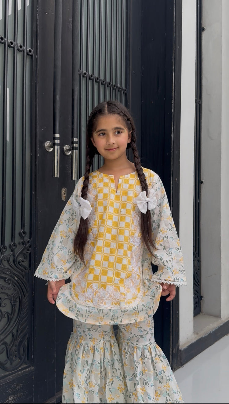 Petal and Plaid gharara set