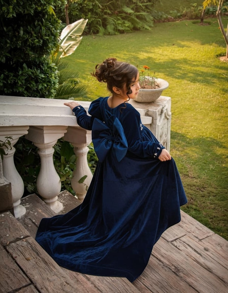 The harley valvet tail dress (blue)