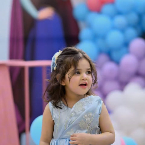 Ice blue silk shinning frock