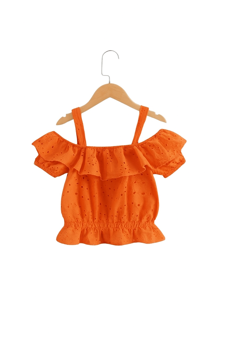 The orange chikankari top