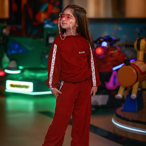 Strawberry maroon track suit