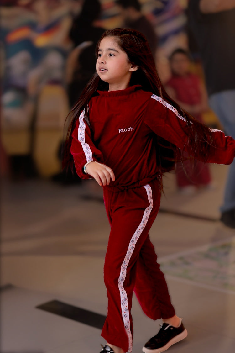 Strawberry maroon track suit