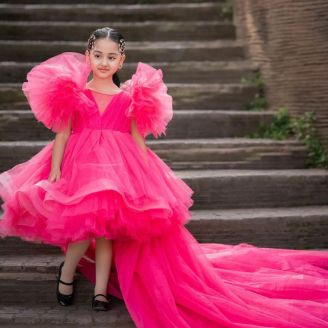 Shocking Pink Rabail Swam Dress