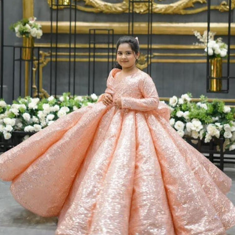 Ball Gown Sequin Peach