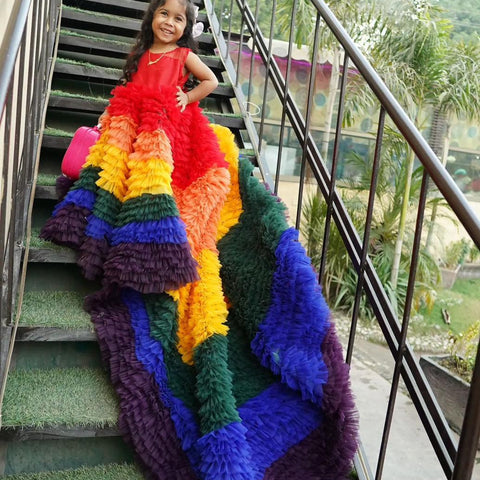 The Amal Rainbow Long Tail Frock