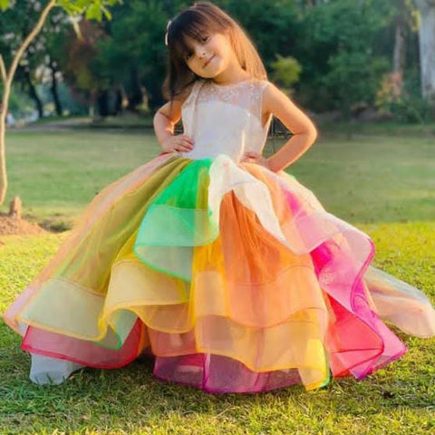Rainbow layered dress