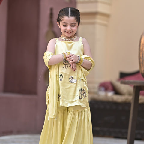 Lemon bakra eid gharara set