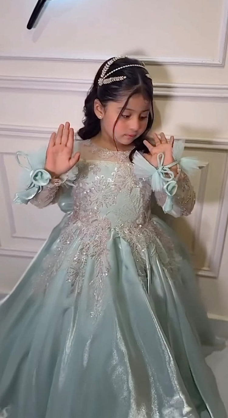 Pistachio embroidered gown