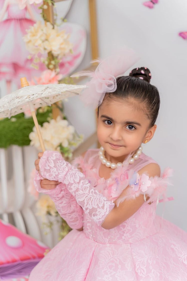 Mahnoor's pink lace dress