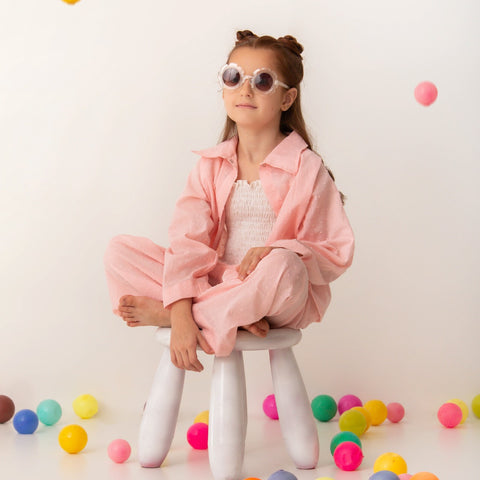 Powder Pink Blush Breeze Trouser Set