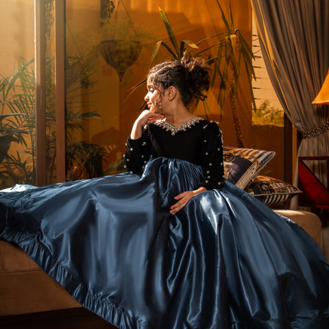 The damsel blue black frock