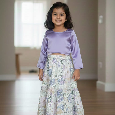 lilac flower lehenga set