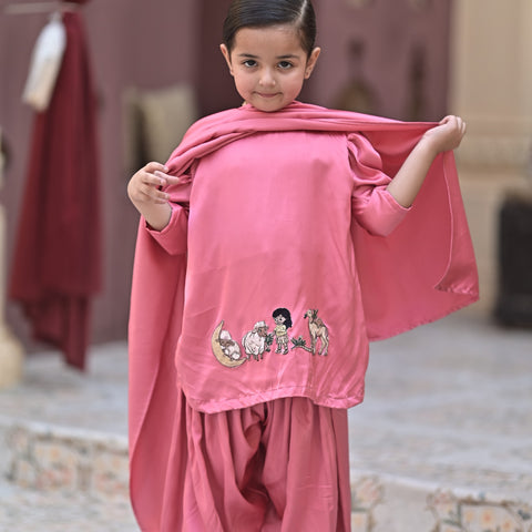 Tea pink bakra eid gharara set