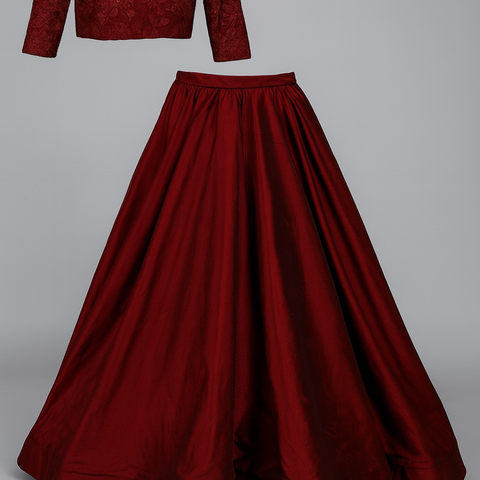 Maroon silk lehenga set