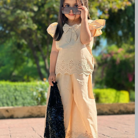 The beige chikankari set ec26