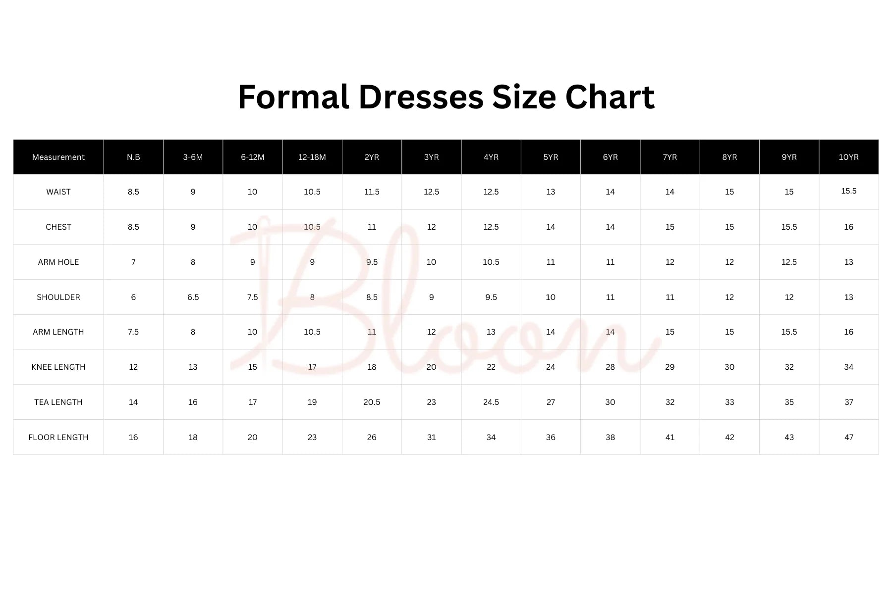 Size Chart 1
