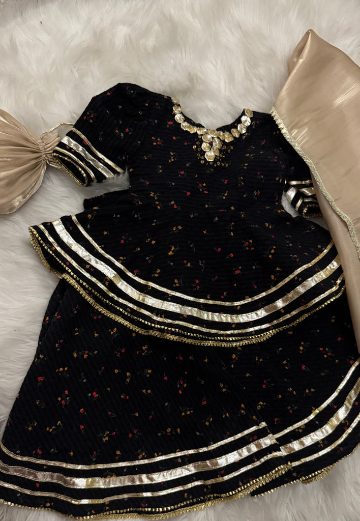 Black flora Gharara set