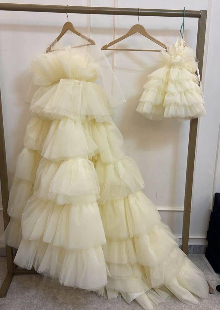 Emaan's Butter Yellow ruffle Gown