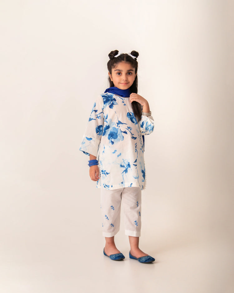 Suroor white blue shalwar set