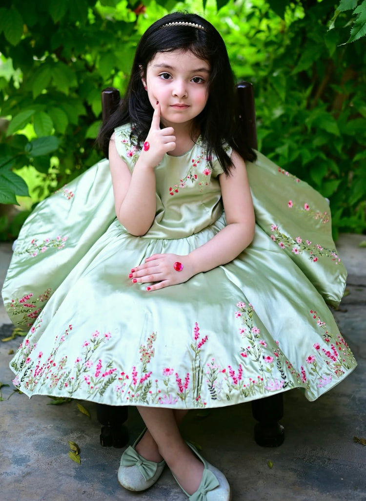 Mimi green Flora tail dress