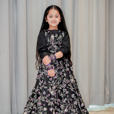 The Bella Black floral Lehnga set