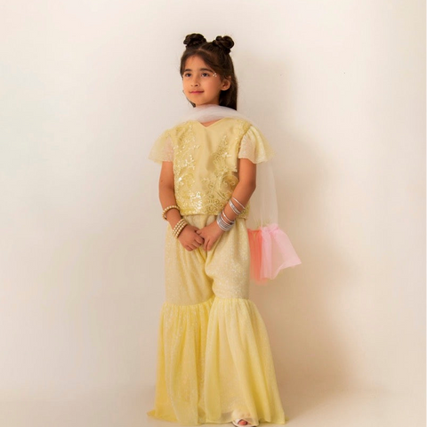 Sitara gharara Butter Yellow 4-8yr