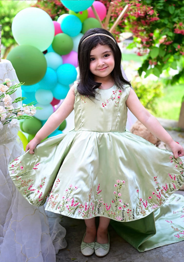 Mimi green Flora tail dress