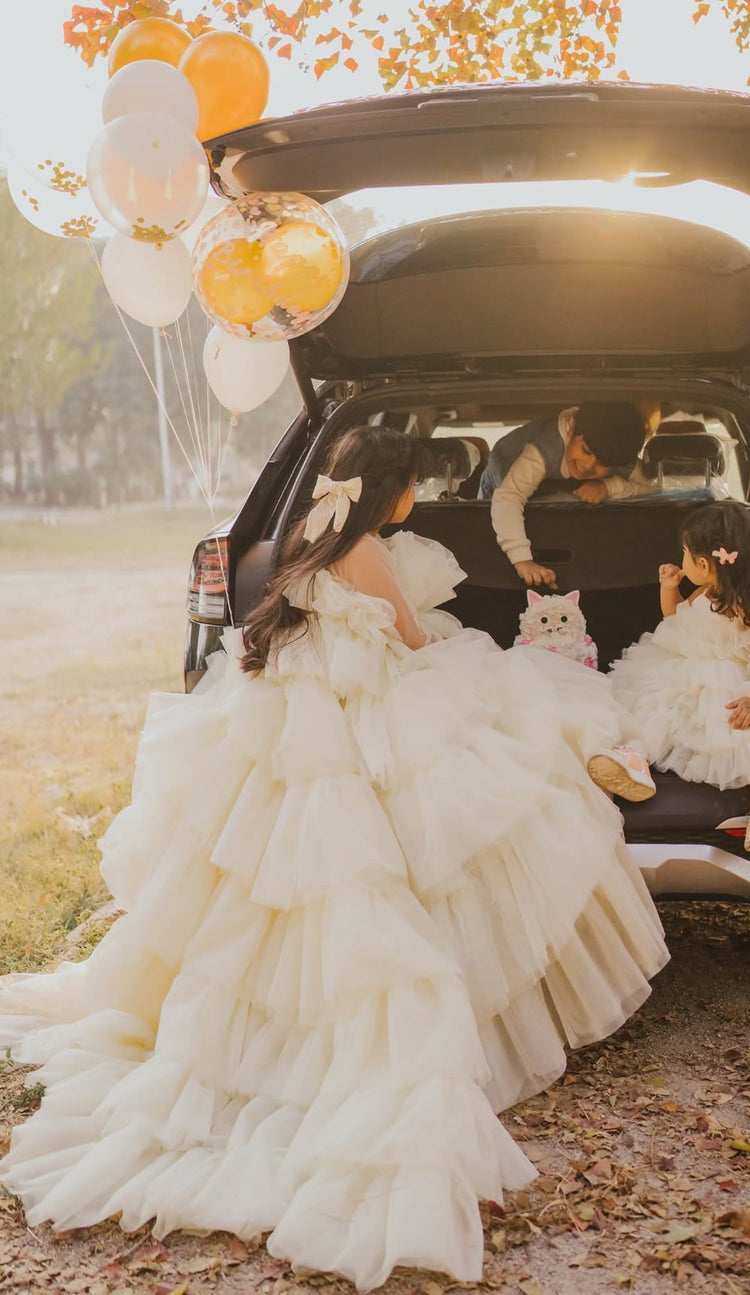 Emaan's Butter Yellow ruffle Gown