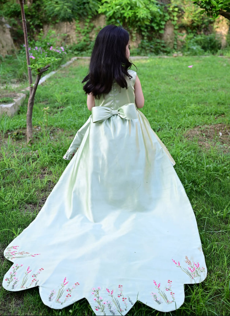 Mimi green Flora tail dress
