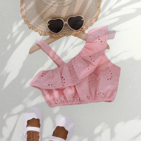 The peach Chikankari top