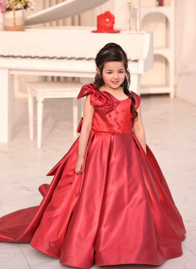 Aizu Red Luxe tail gown