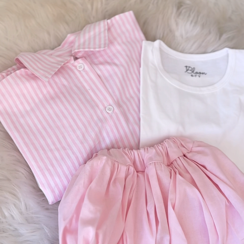 The bubble pink skirt set