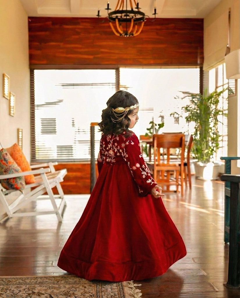 The khoshgul maroon frock