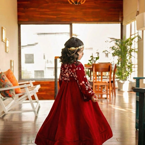 The khoshgul maroon frock