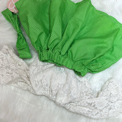 GREEN POLKA DOT SKIRT SET