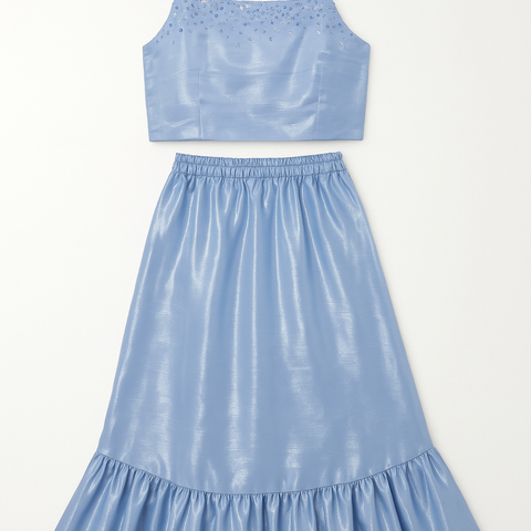 Blue flowy lehnga set